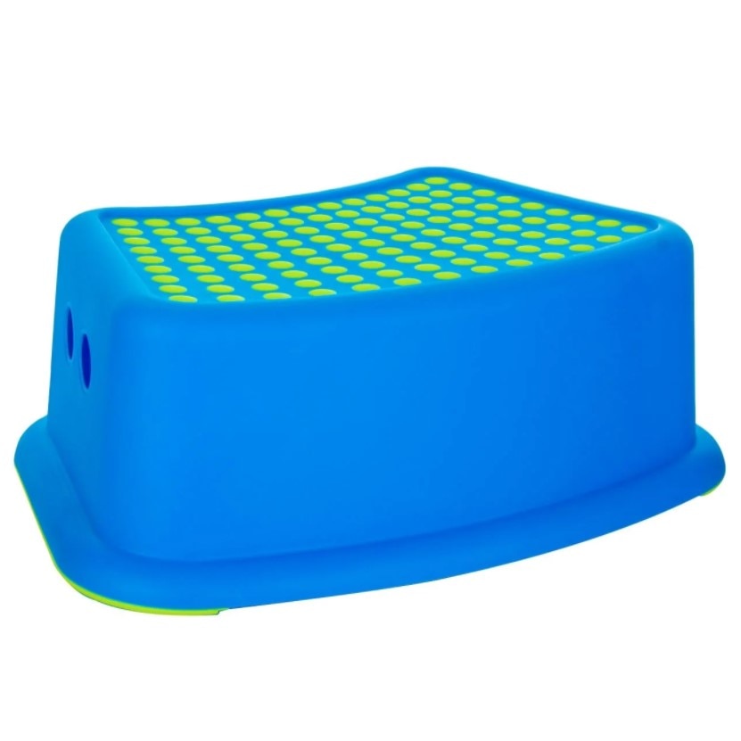 Scaun inaltator pentru copii, Zola, 31x18x13.5 cm, albastru cu buline galbene