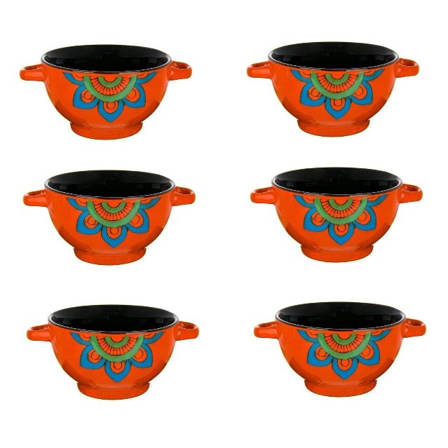 salon harassment invade Set format din 6 boluri de servit din ceramica pentru supa, cu manere, de  culoare portocaliu, 650 ml - eMAG.ro