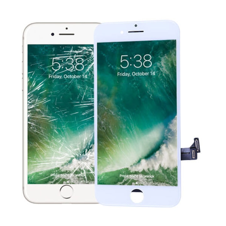 Display Apple iPhone 7, IPS LCD 4.7 inch, cu Touchscreen si Rama, Gorilla Glass, Negru / Alb -