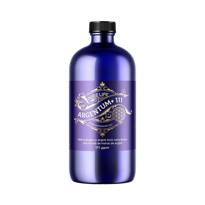 Argint natural ionic Pure Life, ARGENTUM+®111 editie aniversara 111ppm, 480ml
