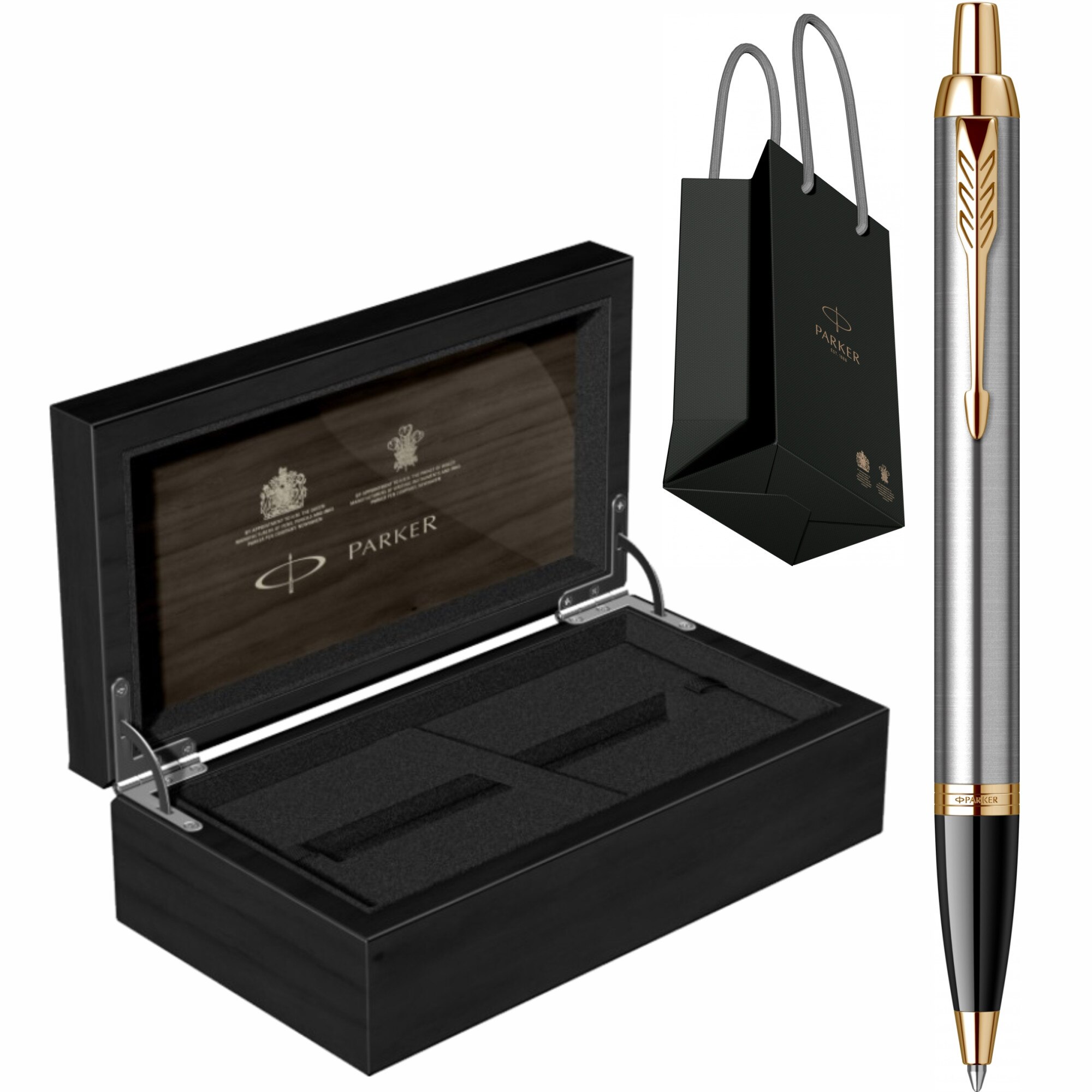 Pix Parker IM Royal Brushed Metal GT Personalizat prin Gravura Laser in Cutie de Lemn Parker si Punga Parker
