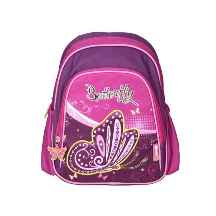 Spirit 4058219 Spirit: Lila pillangós lekerekített iskolatáska, hátizsák 24x13x31cm