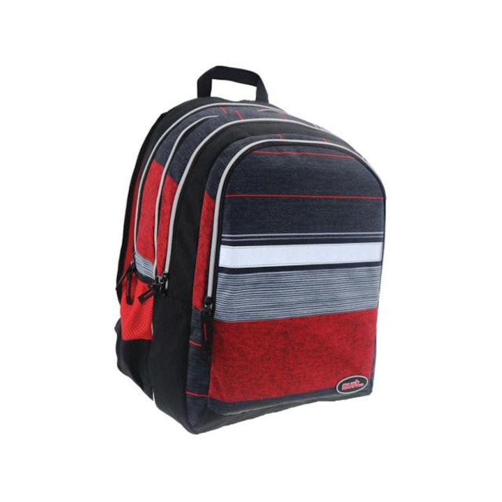 Luna 8435430 Must: Piros-Fekete 2 az 1-ben négyrekeszes iskolatáska, hátizsák 47x25x33cm