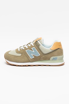 New Balance, Pantofi sport din piele intoarsa cu insertii din plasa M574, Verde oliv/albastru prafuit New Balance, Pantofi sport din piele intoarsa cu insertii din plasa M574, Verde oliv/albastru prafuit