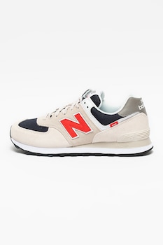 New Balance, Pantofi sport din piele intoarsa cu insertii din plasa M574, Maro nisip/Bleumarin/Rosu New Balance, Pantofi sport din piele intoarsa cu insertii din plasa M574, Maro nisip/Bleumarin/Rosu