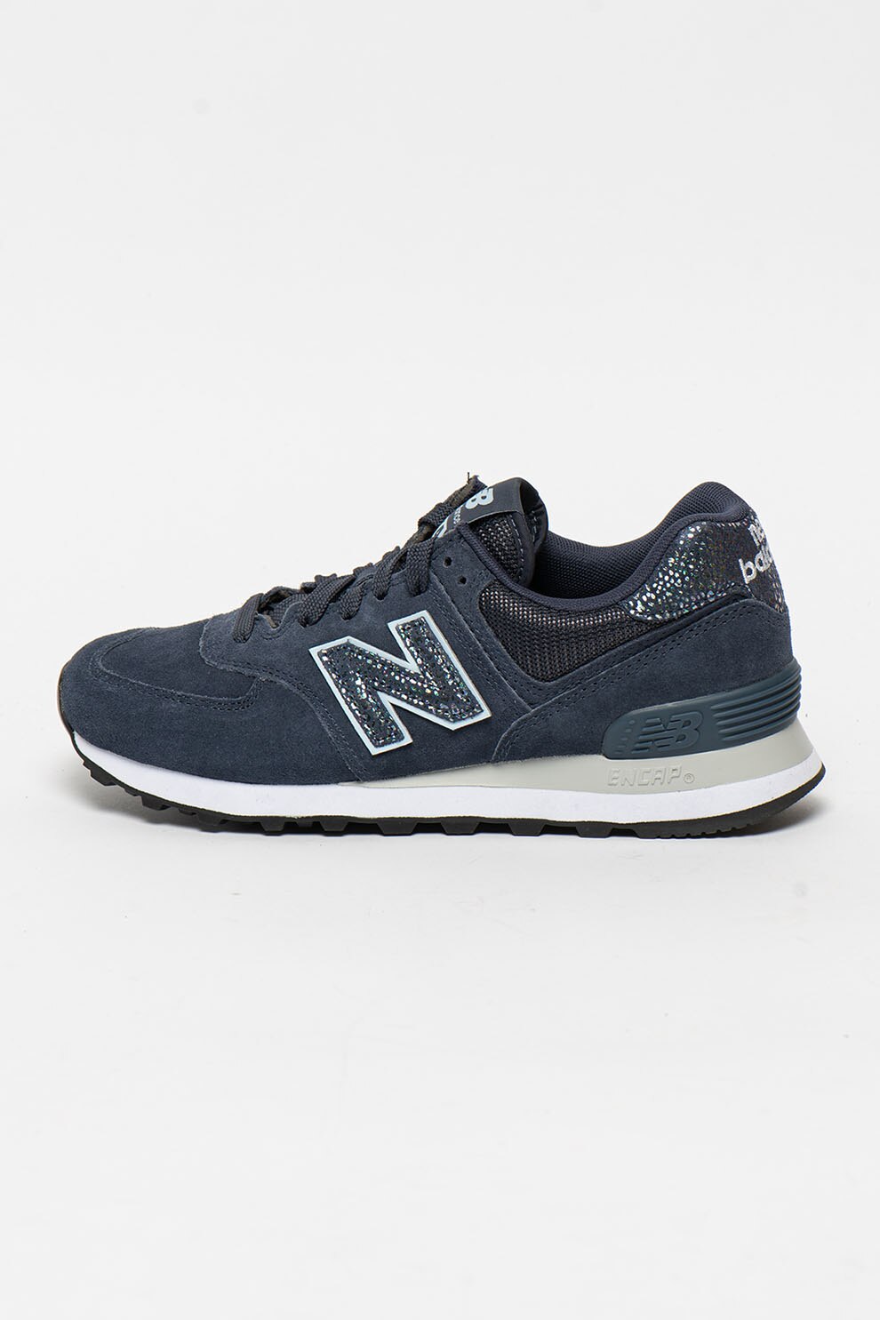 New Balance, Pantofi sport de piele intoarsa cu garnituri stralucitoare 574