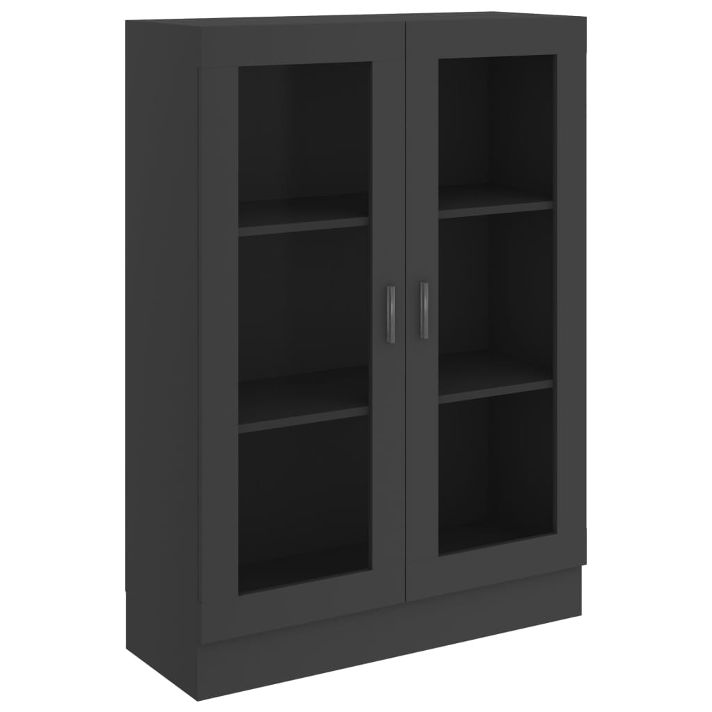 Biblioteca cu vitrina cu 3 rafturi, vidaXL, PAL, 82.5 x 30.5 x 115 cm, Gri inchis