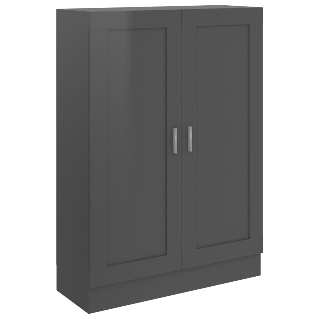 Biblioteca din pal extralucios cu 3 rafturi, vidaXL, PAL, 82.5 x 30.5 x 115 cm, Gri