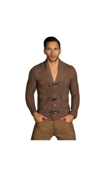 Pulover slim fit cu nasturi, Maro Pulover slim fit cu nasturi, Maro