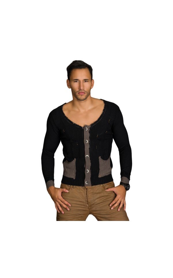 Pulover cu aspect degradat, Negru