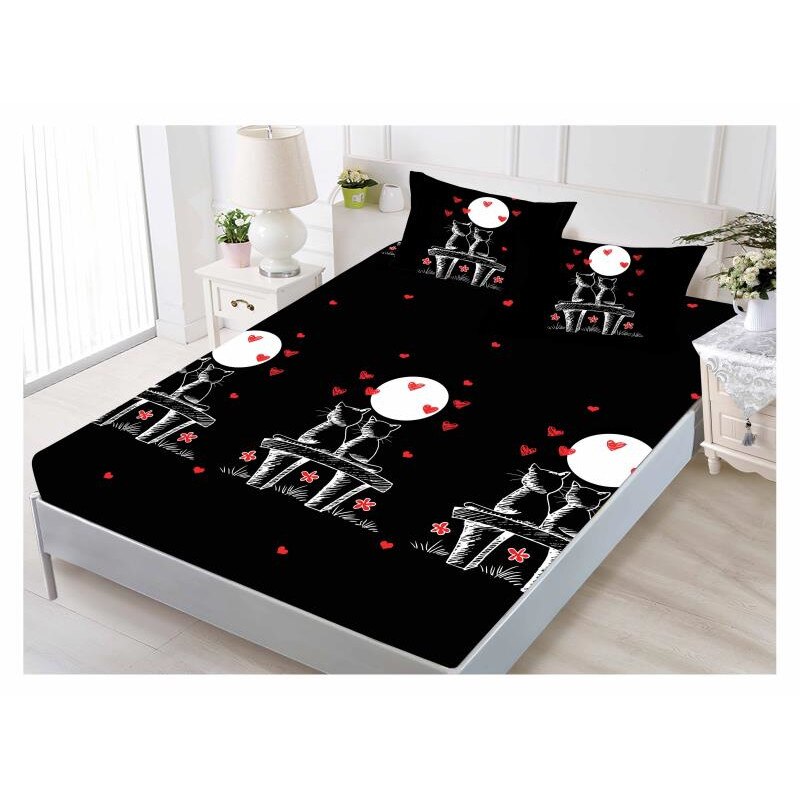 Set husa de pat din finet + 2 fete de perna pentru saltea de 160x200cm HPF128, Pucioasa