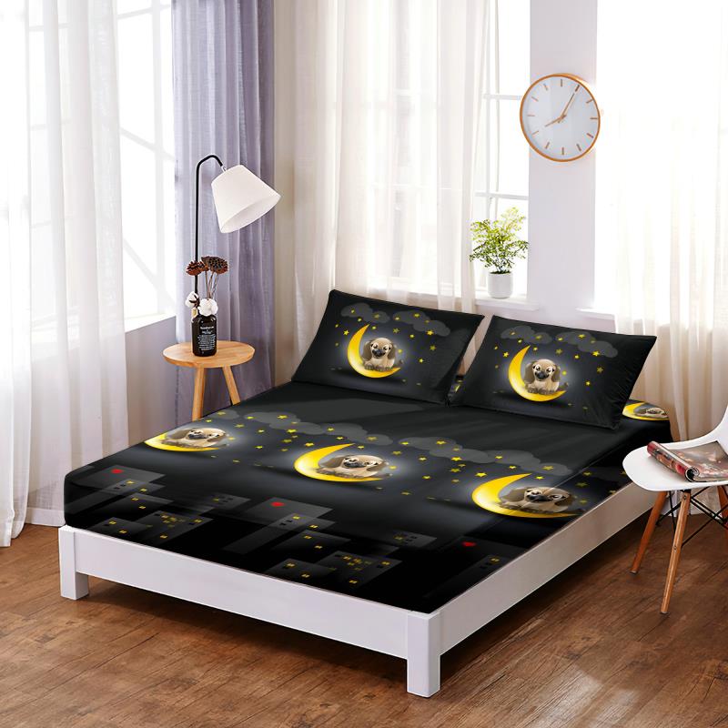 Set husa de pat din finet + 2 fete de perna pentru saltea de 160x200cm HPF31, Pucioasa