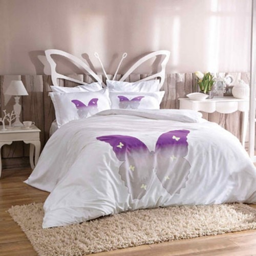 Lenjerie pat dublu satin, TAC, 6 piese, DELUX Butterfly