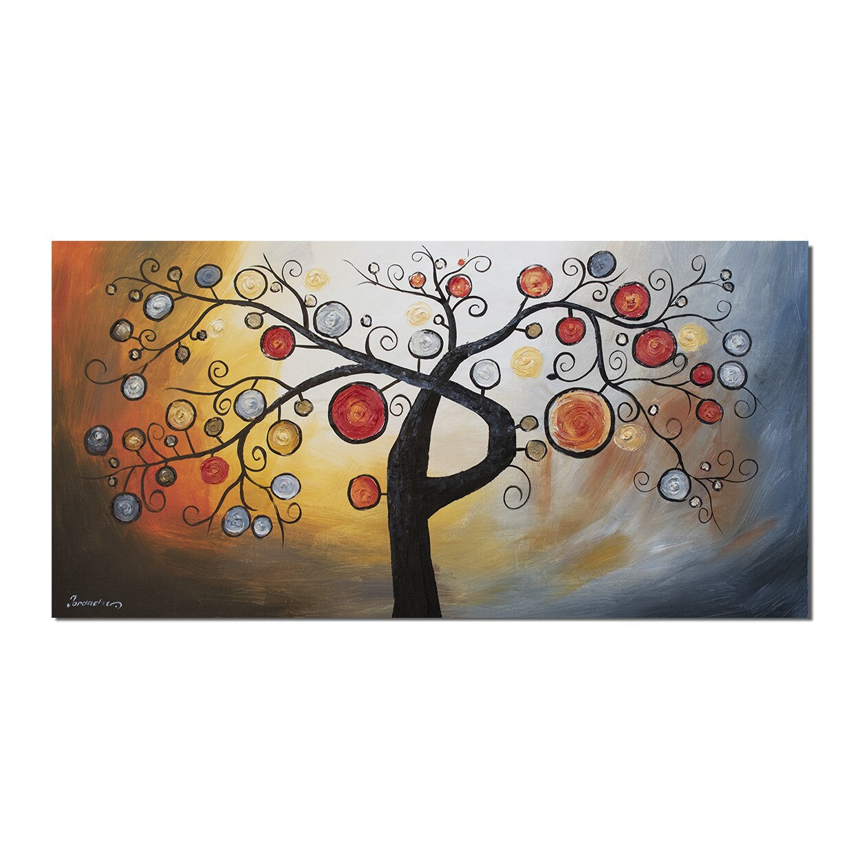 Tablou gigant birou, living, dormitor pictat manual - Bucurie (2) - 140x70cm ulei panza in relie