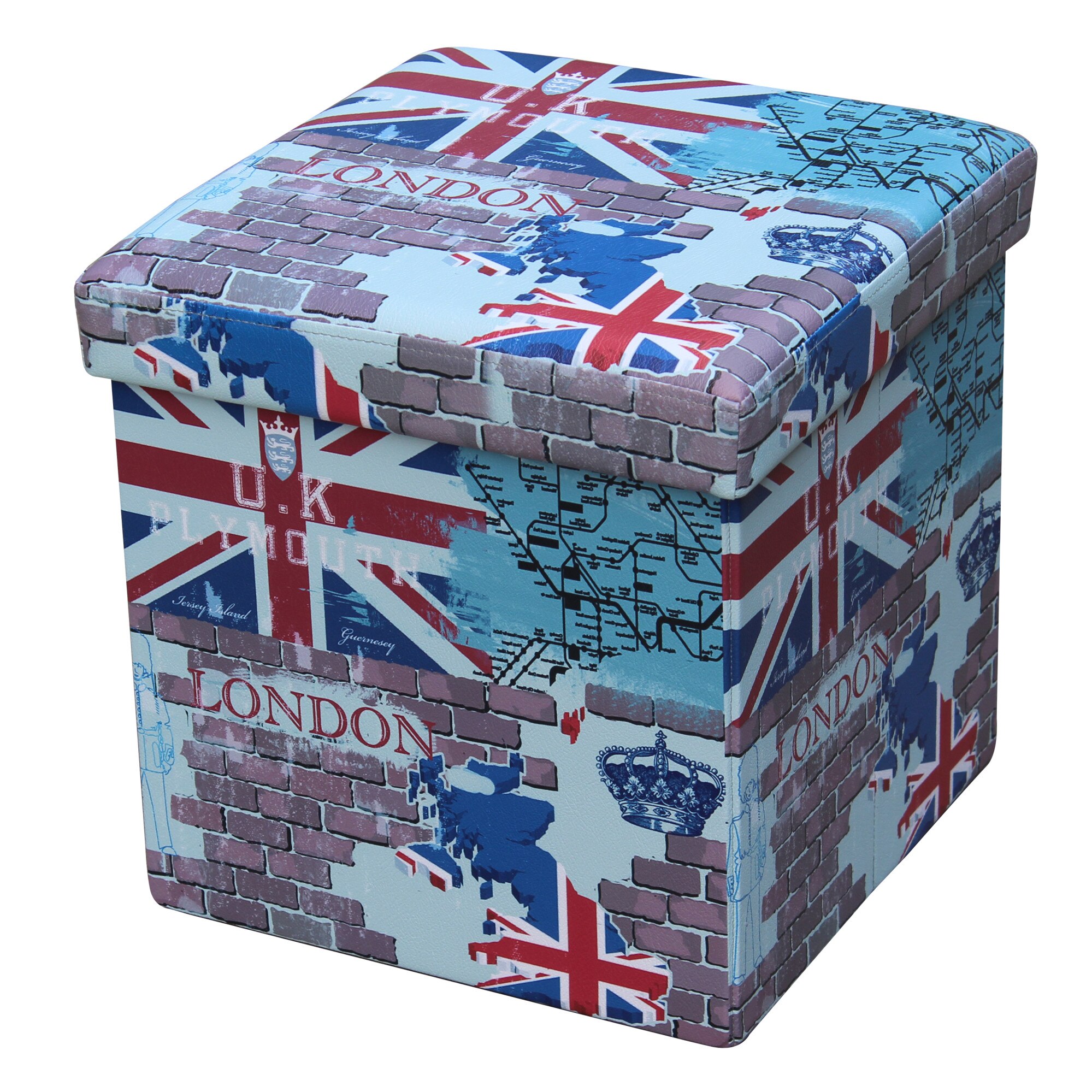 Taburet pliabil cu spatiu de depozitare 38X38Cm TB3093 , Albastru