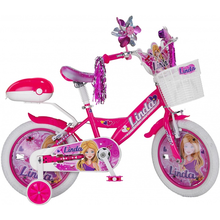 Bicicleta copii 16" MITO Linda, roz, varsta 4-6 ani