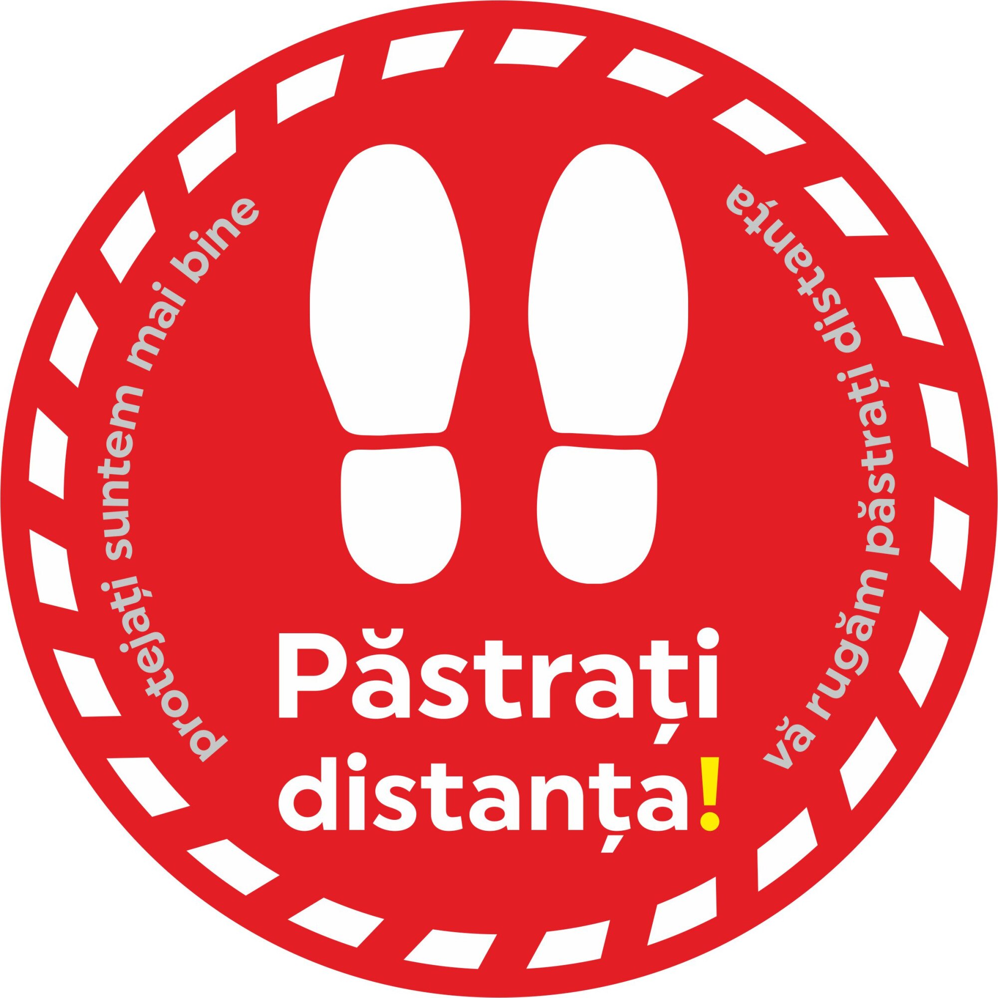 Autocolant pardoseala Info distantare Covid-19, 
