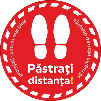 Autocolant pardoseala Info distantare Covid-19,  Autocolant pardoseala Info distantare Covid-19,