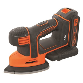 Slefuitor pe acumulator Black & Decker BDCDS18, 18V POWERCONNECT, acumulator Li-Ion 1.5 Ah inclus, viteza max 12000 oscilatii pe minut, sistem de prindere a hartiei abrazive tip velcro, include incarcator si valiza de depozitare