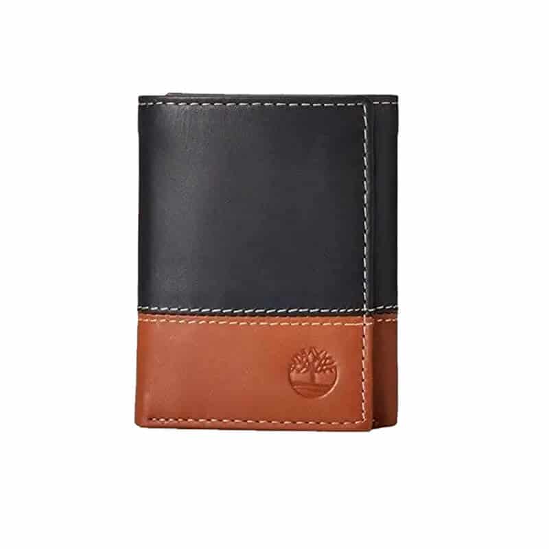 Portofel din piele pentru barbati Timberland Hunter Trifold Window ID, Negru/Maro