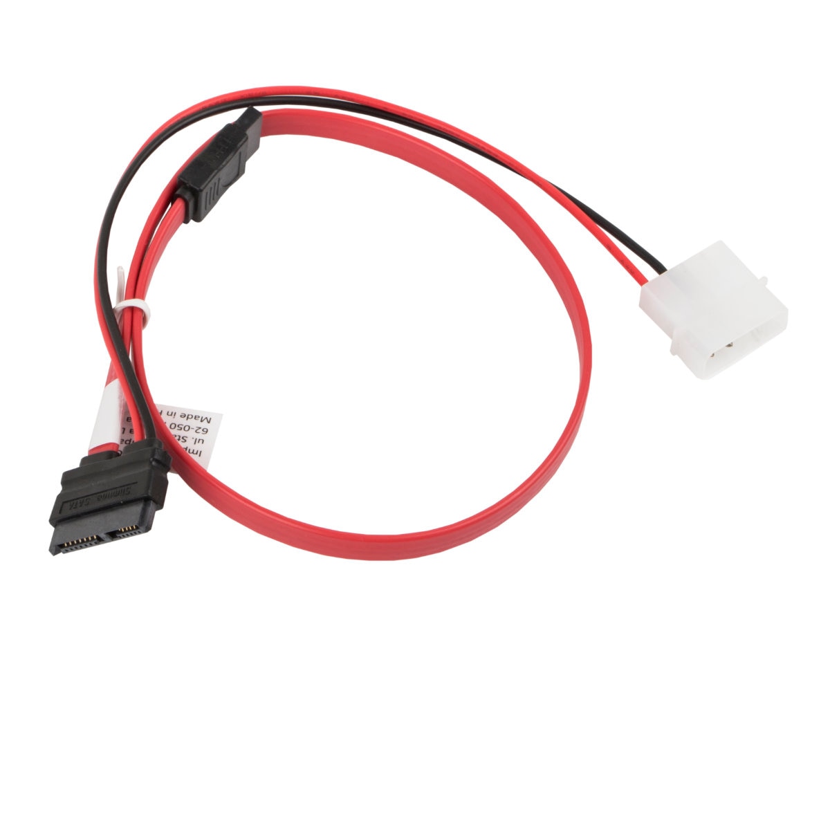 Cablu Molex 2-pin tata cu SATA 7-pin mama la SATA 13-pin SlimLine, Lanberg 41316, lungime 45 cm, Rosu