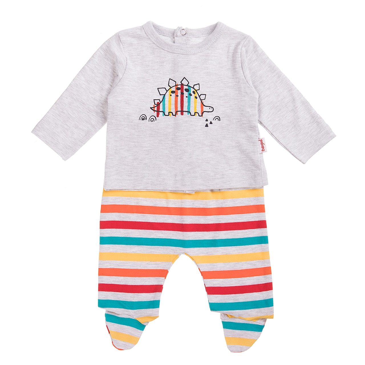 Set 2 piese Babybol bebe baiat , tricou si pantaloni cu botosei, multicolor,3 luni,62 cm