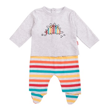 Set 2 piese Babybol bebe baiat , tricou si pantaloni cu botosei, multicolor, 1 luna, 56 cm Set 2 piese Babybol bebe baiat , tricou si pantaloni cu botosei, multicolor, 1 luna, 56 cm