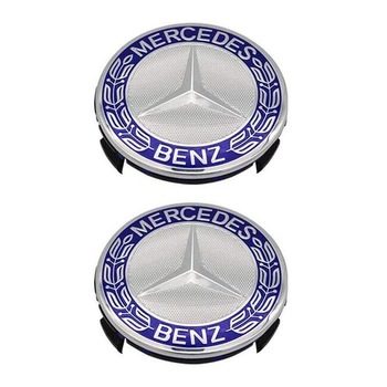 Set 2 capacele Mercedes 75mm cu exterior albastru Set 2 capacele Mercedes 75mm cu exterior albastru