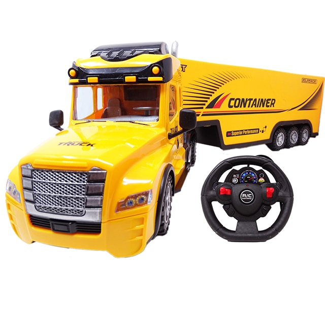 Camion Platforma cu Telecomanda Salamandra Kids, Lumini si Sunete, Galben