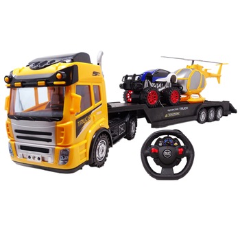 Camion Platforma cu Telecomanda Salamandra Kids, Elicopter si Masina Off-Road, Lumini si Sunete, Multicolor Camion Platforma cu Telecomanda Salamandra Kids, Elicopter si Masina Off-Road, Lumini si Sunete, Multicolor
