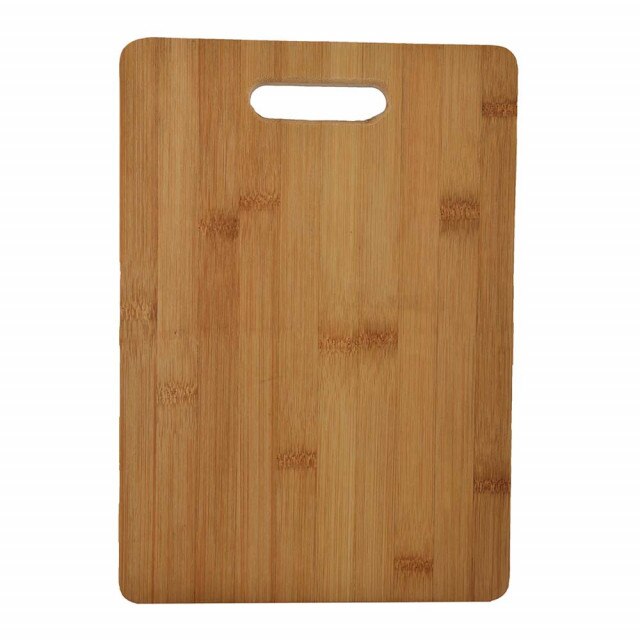 Tocator de bucatarie universal din lemn de bambus cu maner, Pufo, maro, 45 x 32 cm