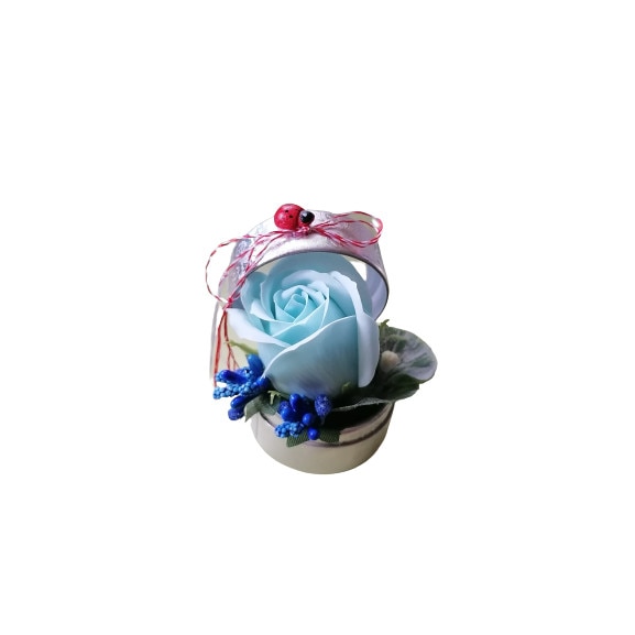 Martisor in cutie cu trandafir din sapun parfumat bleo