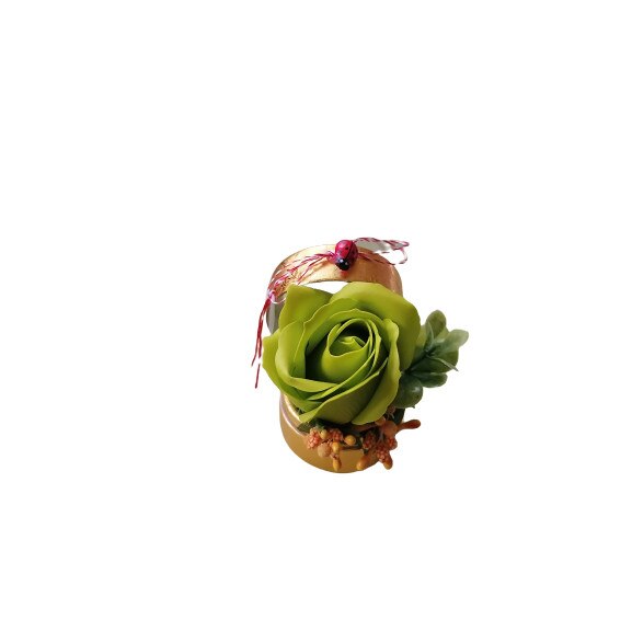 Martisor in cutie cu trandafir din sapun parfumat verde intens