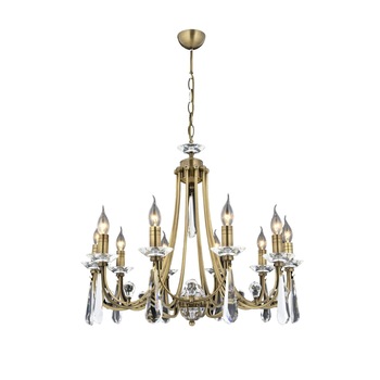 Lustra Prenses cu 10 brate, Zaza Design, din alama, culoare alama antica, 95x52 cm Lustra Prenses cu 10 brate, Zaza Design, din alama, culoare alama antica, 95x52 cm