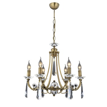 Lustra Prenses cu 6 brate, Zaza Design, din alama, culoare alama antica, 95x52 cm Lustra Prenses cu 6 brate, Zaza Design, din alama, culoare alama antica, 95x52 cm