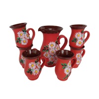 set carafa vin cu 6 pahare 13 litri hand made pictat manual ceramica multicolor imagen 4_0_
0