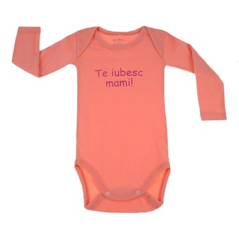 Body cu maneca lunga pentru fete Mini Bimbi BMB-10C, Coral, 92 cm Body cu maneca lunga pentru fete Mini Bimbi BMB-10C, Coral, 92 cm