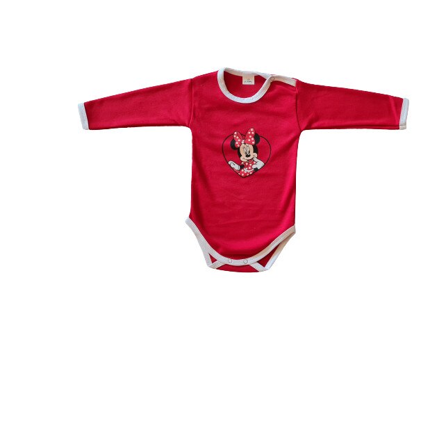Body maneca lunga, Minnie Mouse, bumbac, rosu