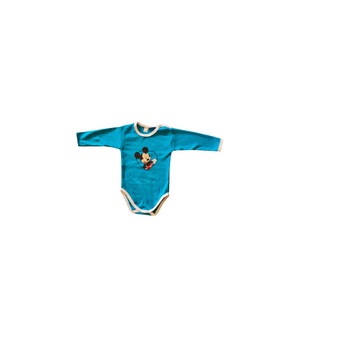 Body maneca lunga, Mickey Mouse, bumbac, turcoaz Body maneca lunga, Mickey Mouse, bumbac, turcoaz