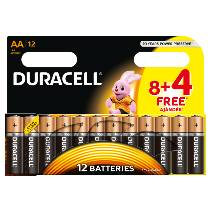 Батерии Duracell BSC AA, 8+4 броя - DL