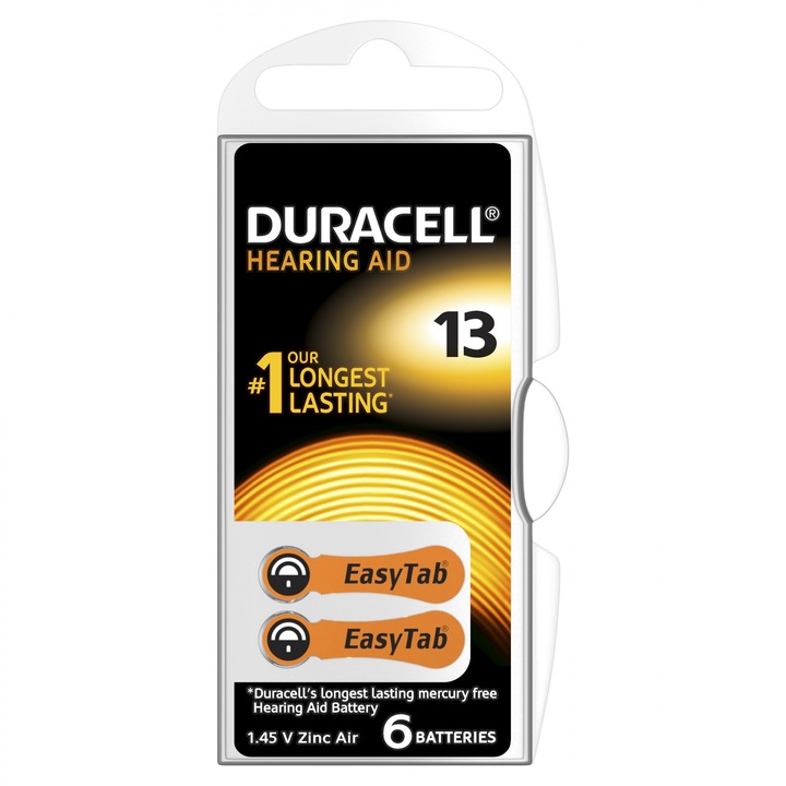 Baterii pentru aparat auditiv Duracell DA13, EasyTab, 6 buc