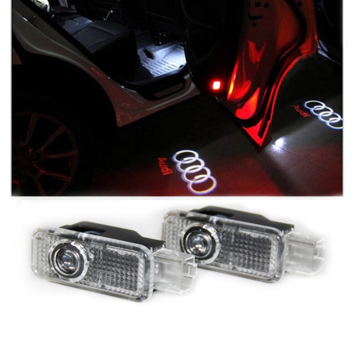 Audi 2 db logó kivetítő lámpakészlet, Audi A3 / A4,/ A5 / A6 / A8 / Q3 / Q5 / Q7 ajtókhoz
