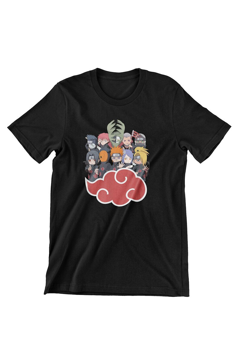 Tricou Barbati Naruto Shippuden, Akatsuki cartoon, negru, Negru