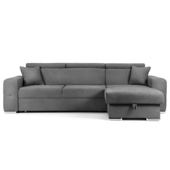 Coltar Extensibil BELLAGIO, sezlong interschimbabil, cu lada de depozitare, cu tetiere, 280x170x100 cm - Gri Coltar Extensibil BELLAGIO, sezlong interschimbabil, cu lada de depozitare, cu tetiere, 280x170x100 cm - Gri