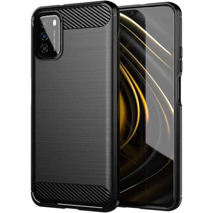 Carcasa TECH-PROTECT TPUCARBON compatibil cu Xiaomi Poco M3 Black