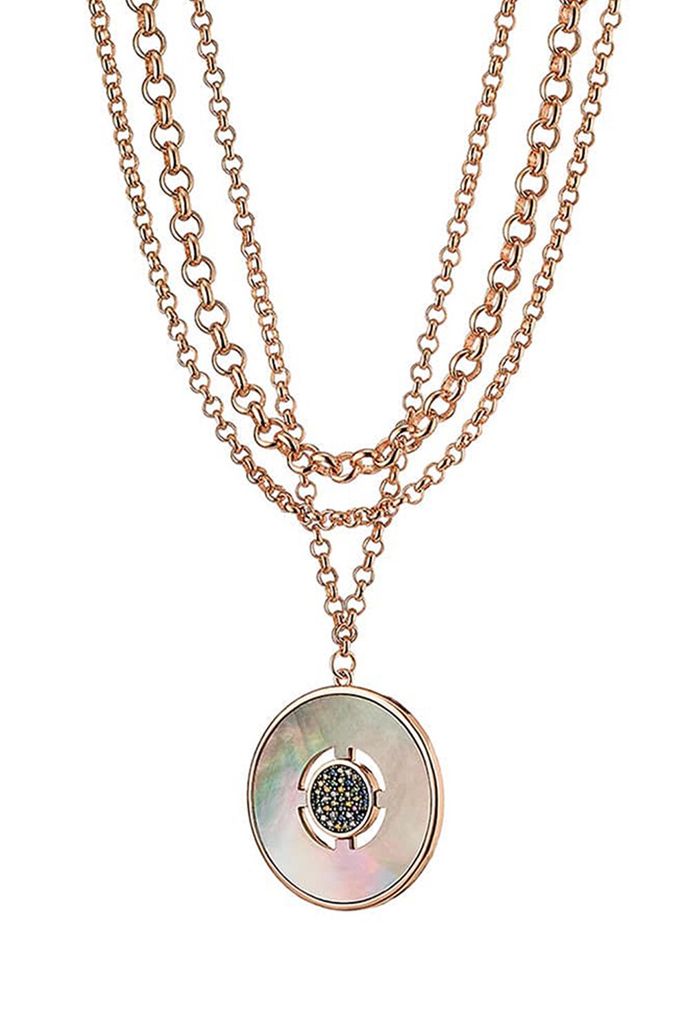 OXETTE, Colier cu model stratificat placat cu aur rose de 14K si decorat cu cristale, Auriu rose, ONE SIZE Standard