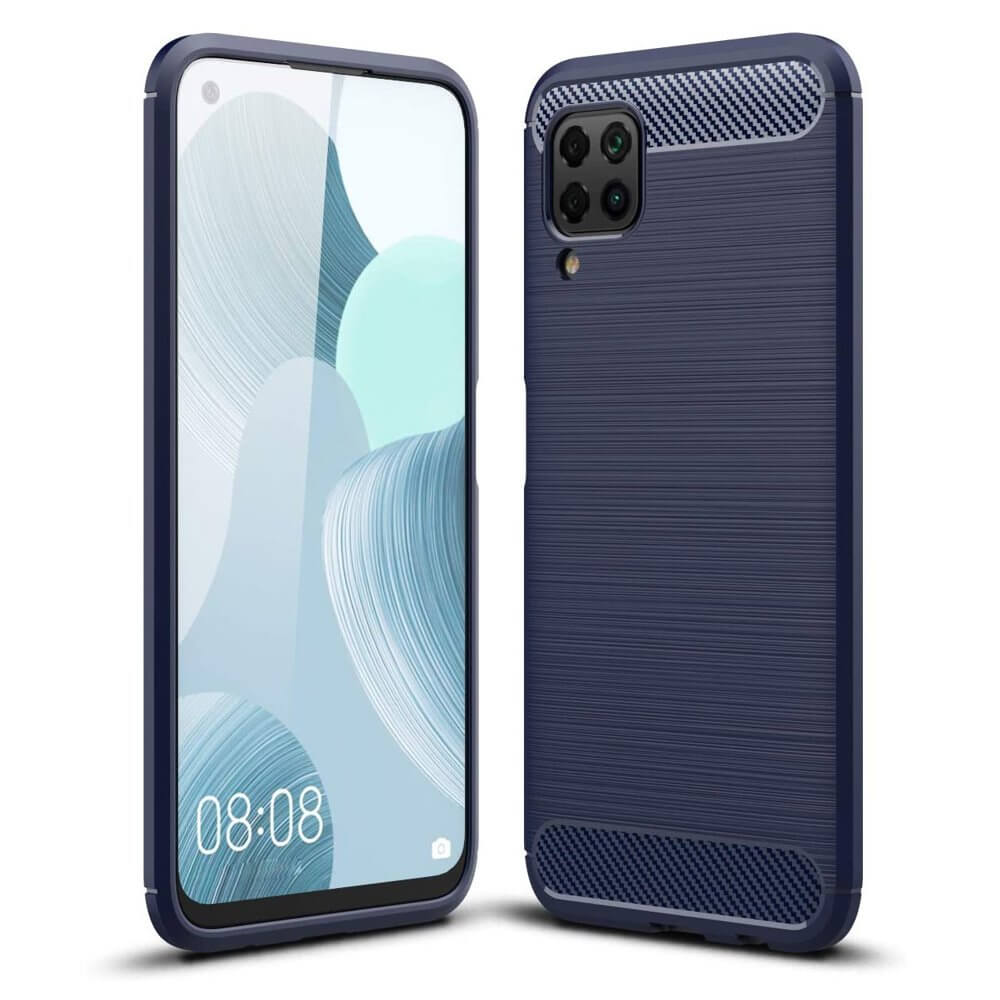 Husa cu Textura Fibra de Carbon, pentru Huawei P40 Lite / Nova 7i / Nova 6 SE, Albastru