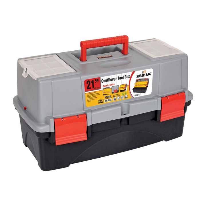 Cutie de scule detasabila ASRIN 21'', Catarama , Cu un maner si capace, Multicolor, Plastic, 260 x 240 x 492 mm