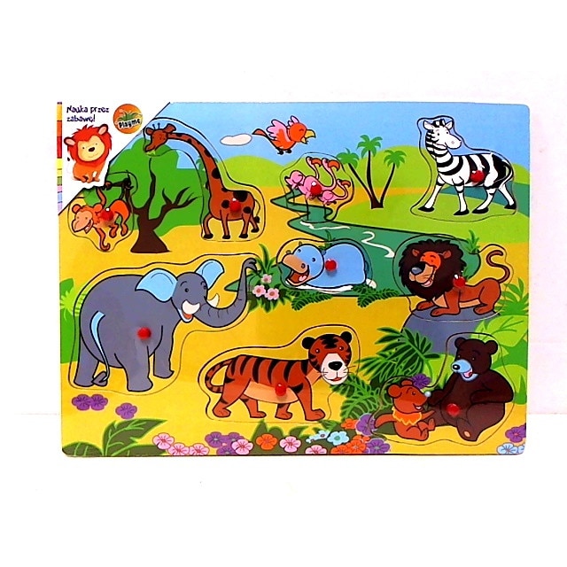 Puzzle lemn - Animale din safari, 9 piese