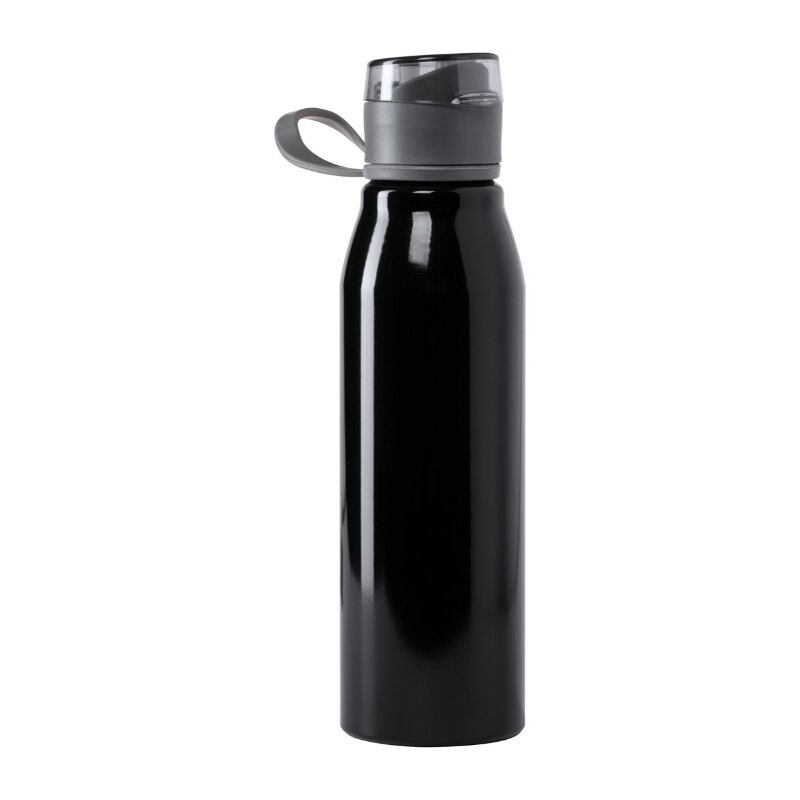 Shaker pentru sport si fitness, Cartex Negru, volum de 720 ml, din Aluminiu, cu capac din plastic BPA-free